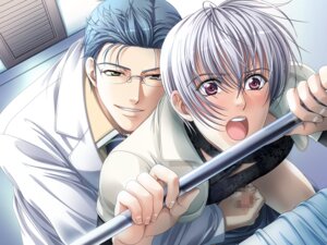 Rating: Explicit Score: 0 Tags: 2boys bed blue_hair blush brad_himura censored doctor dutch_angle erection game_cg glasses gold_eyes handjob hospital_bed labcoat male medical mimori_yuuri multiple_boys multiple_males open_mouth patient penis penis_grab pink_eyes rule34 silver_chaos_2 silver_hair takashiki_noboru takatsuki_noboru vividcolor yaoi yellow_eyes yuuri_mimori User: bunchy7s