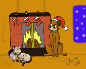 Rating: Safe Score: 0 Tags: 2011 ambiguous_gender boobytrapzap boxing canid canine canis christmas clothing colorpoint day domestic_cat domestic_dog duo e621 felid feline felis feral fire fireplace holidays legwear log low_res mammal quadruped solstice sport stockings tail warm wood yule User: bunchy7s