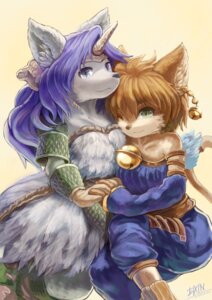 Rating: Safe Score: 0 Tags: anthro bell canid canine daena domestic_cat duo e621 eixin felid feline felis female female/female hand_holding horn hug legend_of_mana mammal mana_(series) one_eye_closed romantic romantic_couple sierra_(mana) simple_background square_enix tail User: bunchy7s