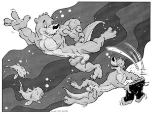 Rating: Explicit Score: 0 Tags: animal_genitalia anthro aquatic balls clothing cooner e621 erection fish genitals group male male/male mammal monochrome muscular mustelid nude otter penis sheath swimwear tail underwater water User: bunchy7s