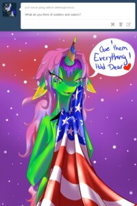Rating: Safe Score: 0 Tags: 2:3 abstract_background absurd_res american_flag e621 equid equine fan_character female flag half-closed_eyes hasbro heart_symbol hi_res horn hybrid mammal my_little_pony mythological_creature mythological_equine mythology narrowed_eyes nationalism patriotism politics simple_background solo sparkles talki200 tumblr unicorn united_states_of_america what User: bunchy7s