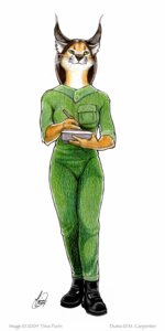 Rating: Safe Score: 0 Tags: 2004 anthro biped black_clothing black_footwear boots bottomwear caracal caracal_(genus) clothed clothing colored_pencil_(artwork) coveralls domestic_cat duma e621 ear_tuft felid feline felis female footwear front_view full-length_portrait fully_clothed fur green_bottomwear green_clothing green_eyes green_topwear hair holding_object inner_ear_fluff jumpsuit mammal military pencil_(object) portrait shoes signature simple_background solo standing tablet tablet_computer tiina_purin topwear traditional_media_(artwork) tuft whiskers white_background User: bunchy7s