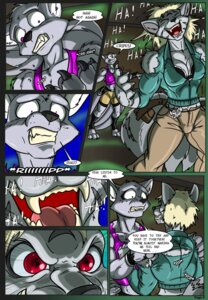 Rating: Safe Score: 0 Tags: anthro belt black-rat bottomwear canid canine claws clothed clothing comic digi_(digi) domestic_cat duo e621 felid feline felis female fox gloves handwear hi_res hyena mammal multi_tail muscular muscular_female pants purple_eyes red_eyes shai shirt spotted_hyena tail temple topwear transformation User: bunchy7s