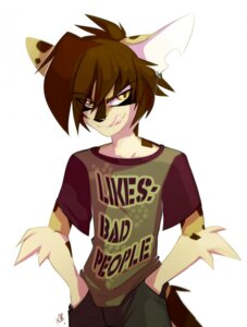 Rating: Safe Score: 0 Tags: amber_eyes anthro black_nose brown_hair e621 english_text hair hi_res linsang looking_at_viewer male mammal peritian simple_background solo tadeo tail text tongue tongue_out viverrid white_background User: bunchy7s