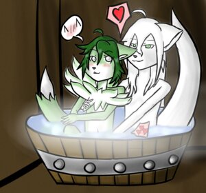 Rating: Questionable Score: 0 Tags: anthro arms_bent bath bathing bathtub bent_leg blush blush_emoticon blush_lines canid canine duo e621 emoticon extended_arm fox fully_submerged_leg green_eyes green_hair hair half_submerged heart_reaction heart_symbol heart_triplet knee_out_of_water knee_pulled_up leg_out_of_water madadh_ruadh male male/male mammal melyss multi_heart_reaction nude partially_submerged pictographics polygonal_speech_bubble red_heart sitting sitting_in_water speech_bubble steam submerged_leg submerged_legs submerged_tail tail tail_out_of_water water zerineth User: bunchy7s