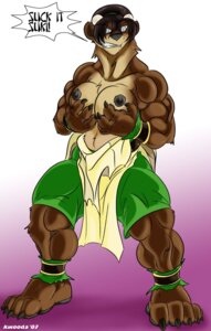 Rating: Questionable Score: 0 Tags: 2007 after_transformation anthro arm_tuft avatar:_the_last_airbender bear biceps black-rat black_nipples breasts cheek_tuft claws clothed clothing e621 elbow_tuft eyewear facial_tuft female fur glasses gloves handwear knee_tuft leg_tuft mammal multicolored_body multicolored_fur muscular muscular_anthro muscular_female nickelodeon nipples paws simple_background solo teeth toe_claws toga toph_beifong topless torn_clothing tuft two_tone_body two_tone_fur User: bunchy7s