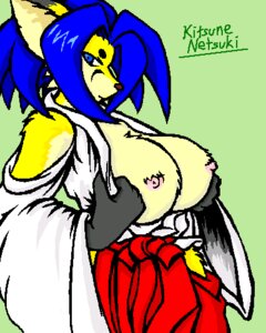 Rating: Questionable Score: 0 Tags: 4:5 anthro asian_clothing big_breasts blue_eyes blue_hair breasts brown_nose canid canine clothed clothing digital_media_(artwork) e621 east_asian_clothing female flashing fox fur green_background hair huge_breasts japanese_clothing kitsune_netsuki looking_aside looking_at_viewer low_res mammal nipples oekaki seductive side_view simple_background solo yellow_body yellow_fur User: bunchy7s