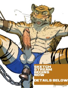 Rating: Explicit Score: 0 Tags: anal anthro balls bdsm bodily_fluids bondage bound breath buttplug chain chained_buttplug clothing clothing_aside cum digital_media_(artwork) e621 english_text erection felid fur genital_fluids genitals handled_buttplug humanoid_genitalia humanoid_penis male mammal meesh pantherine panting penis plug_(sex_toy) sex_toy solo stripes submissive submissive_male suspension tail text tiger underwear underwear_aside User: bunchy7s