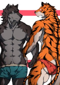 Rating: Questionable Score: 0 Tags: abs anthro athletic biceps blue_clothing blue_underwear blush bodily_fluids boxers_(clothing) briefs bulge canid canine canis clothed clothing duo e621 eye_contact fangs felid fur grey_body grey_fur grin gs_(pixiv) hand_holding kemono looking_at_another male male/male mammal muscular orange_body orange_fur pantherine pattern_clothing pattern_underwear pecs pose red_clothing red_underwear smile spots spotted_clothing spotted_underwear standing stripes sweat sweatdrop teeth tiger topless unavailable_at_source underwear wolf User: bunchy7s