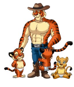 Rating: Questionable Score: 0 Tags: age_difference anthro boots bottomwear clothed clothing denim denim_bottomwear denim_clothing e621 father_(lore) felid female footwear group hat headgear headwear hi_res jeans lion male mammal pantherine panties pants parent_(lore) shoes tail tiger topless underwear unknown_artist young young_anthro User: bunchy7s