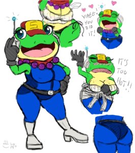 Rating: Questionable Score: 0 Tags: amphibian anthro areola armor big_breasts big_butt blush bodily_fluids breasts bronzestew butt clothing colored crossgender e621 electronics eyelashes female frog hat headgear headphones headset headwear helmet jewelry jumpsuit mtf_crossgender necklace nintendo nipples non-mammal_breasts scarf shirt slightly_chubby slippy_toad solo star_fox sweat toad_(frog) topwear wet wet_clothing wet_shirt wet_topwear wide_hips User: bunchy7s