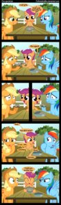 Rating: Safe Score: 0 Tags: 2013 absurd_res applejack_(mlp) blonde_hair blue_body blue_feathers blue_fur candle clothing coltsteelstallion comic cowboy_hat cutie_mark dessert dialogue e621 earth_pony english_text equid equine feathered_wings feathers female feral food freckles friendship_is_magic fur furniture green_eyes hair hasbro hat headgear headwear hi_res horse mammal multicolored_hair my_little_pony mythological_creature mythological_equine mythology outside pastry pegasus pie plant pony purple_eyes purple_hair quadruped rainbow_dash_(mlp) rainbow_hair scootaloo_(mlp) sky table tail text tree wings young young_feral User: bunchy7s