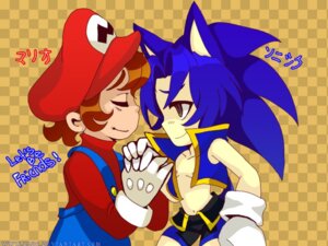 Rating: Safe Score: 0 Tags: alternate_species animal_humanoid bluc blue_body blue_fur blue_hair bottomwear brown_hair checkered checkered_background clothing crossover duo e621 eulipotyphlan eulipotyphlan_humanoid flat_cap fur gloves hair handwear hat headgear headwear hedgehog_humanoid human human_on_humanoid humanoid humanoidized interspecies japanese_text looking_at_another male mammal mammal_humanoid mario mario_bros nintendo nipples overalls pattern_background romantic romantic_couple sega shirt short_hair shorts side_mouth side_view simple_background sonic_the_hedgehog sonic_the_hedgehog_(series) tan_body tan_skin text text_on_clothing text_on_hat text_on_headgear text_on_headwear topwear vest User: bunchy7s