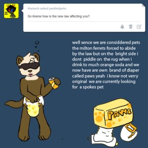 Rating: Explicit Score: 0 Tags: 1:1 2013 anthro beverage blue_background bodily_fluids brown_body brown_fur clean_diaper clothed clothing diaper diaper_package domestic_ferret e621 english_text eyewear folded_diaper fur genital_fluids housepets! keene_(housepets!) male mammal mustelid musteline open_diaper simple_background soda solo sunglasses text true_musteline tumblr unclean_diaper urine used_diaper watersports wearing_diaper weasel wet wet_diaper wetting white_diaper yourfur User: bunchy7s
