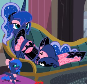 Rating: Questionable Score: 0 Tags: accessory blue_body blue_feathers blue_hair bow_(feature) bow_accessory bow_ribbon clothing corset cutie_mark doll e621 ear_piercing equid equine evilfrenzy eyeshadow feathered_wings feathers female feral footwear friendship_is_magic furniture hair hair_accessory hair_bow hair_ribbon half-closed_eyes hasbro horn legwear lingerie long_hair makeup mammal my_little_pony mythological_creature mythological_equine mythology narrowed_eyes panties piercing ponytail princess_luna_(mlp) ribbons smile socks sofa solo teal_eyes topwear underwear winged_unicorn wings User: bunchy7s