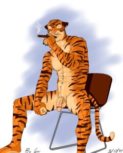 Rating: Explicit Score: 0 Tags: anthro balls biped chair cigar clownboy1 e621 felid flaccid furniture genitals male mammal muscular muscular_anthro muscular_male nipples nude pantherine penis sitting smoke smoking solo tiger User: bunchy7s