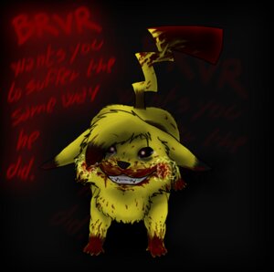 Rating: Questionable Score: 0 Tags: ambiguous_gender black_background blood bodily_fluids brvr creepy creepypasta e621 english_text feral fur generation_1_pokemon looking_at_viewer mammal nintendo pikachu pokemon pokemon_(species) pokemon_dead_channel rodent simple_background smile smirk solo teeth text unknown_artist yellow_body yellow_fur User: bunchy7s