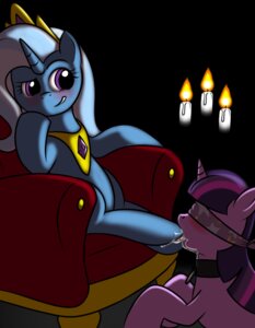 Rating: Questionable Score: 0 Tags: blindfold blush bodily_fluids candle chair crown digital_media_(artwork) duo e621 equid equine female female/female feral friendship_is_magic fur furniture hair hasbro headgear hoof_fetish hooves horn kloudmutt licking mammal multicolored_hair my_little_pony mythological_creature mythological_equine mythology purple_body purple_eyes purple_fur purple_hair saliva smile tongue tongue_out trixie_(mlp) twilight_sparkle_(mlp) two_tone_hair unicorn User: bunchy7s