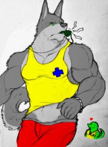 Rating: Safe Score: 0 Tags: abs anthro barazoku biceps big_muscles bottomwear canid canine canis clothed clothing clothing_lift crocodile crocodilian domestic_dog duo e621 fur green_eyes grey_body grey_fur heart_symbol husky istani male mammal muscular muscular_male nordic_sled_dog pea_whistle pecs pupils reptile scalie shirt shirt_lift shorts slit_pupils solo_focus spitz summer tank_top tight_clothing topwear whistle_(object) whistle_around_neck whistle_in_mouth User: bunchy7s