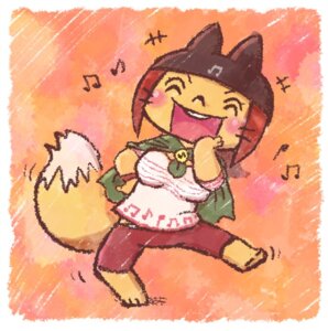 Rating: Safe Score: 0 Tags: anthro blush canid canine cape clothing donburi e621 eyes_closed female fox mammal musical_note musical_symbol solo symbol User: bunchy7s