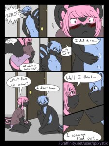 Rating: Explicit Score: 0 Tags: 2011 3:4 5_fingers anthro awkward bare_chest bent_over black_border blue_body blue_countershading blue_eyes blue_fur blue_hair blue_markings blue_stripes blue_tail blush bodily_fluids border brother_(lore) brother_and_sister_(lore) caught_in_the_act clothing collarbone comic countershading cum devon_(nikora_angeli) dialogue digital_media_(artwork) door duo e621 embarrassed english_text female fingers fluffy fluffy_tail front_view fur furgonomics genital_fluids grey_body grey_fur grey_nose grey_tail hair hi_res imminent_kiss incest_(lore) inside intraspecies keri_(nikora_angeli) kneeling malachyte male male/female mammal markings mephitid multicolored_body multicolored_fur nikora_angeli nude on_one_knee open_door panties pink_body pink_countershading pink_eyes pink_fur pink_hair pink_markings pink_stripes pink_tail purple_clothing purple_panties purple_underwear raised_tail seiza sibling_(lore) side_view sister_(lore) sitting skunk slim_anthro slim_female slim_male snout speech_bubble stripes tail text twincest_(lore) twins_(lore) two_tone_body two_tone_fur two_tone_tail underwear url User: bunchy7s