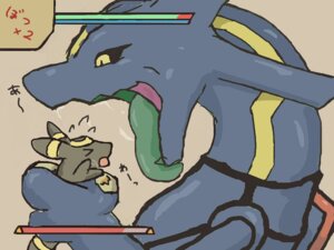 Rating: Questionable Score: 0 Tags: 4:3 ambiguous_gender dragon duo e621 eeveelution feral gameplay_mechanics generation_2_pokemon generation_3_pokemon gui health_bar imminent_vore japanese_text legendary_pokemon mythological_creature mythological_scalie mythology nintendo pokemon pokemon_(species) rayquaza scalie shiny_pokemon size_difference text umbreon vore wr_(pixiv) User: bunchy7s