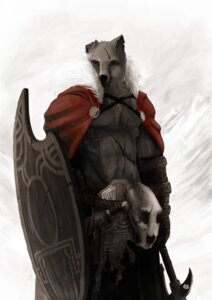 Rating: Safe Score: 0 Tags: anthro axe barbarian bone canid canine canis cloak clothing e621 male mammal melee_weapon notched_ear scar shield skull solo torn_clothing warrior weapon wolf zekit User: bunchy7s