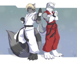 Rating: Safe Score: 0 Tags: 2010 4_toes anthro barefoot biceps big_muscles blonde_hair blue_eyes canid canine canis capcom claws clothing cosplay domestic_dog duo e621 feet fur hair husky karate ken_masters male mammal milligram_smile muscular muscular_male nordic_sled_dog paws procyonid raccoon ryu_(street_fighter) spidersnax spitz spunkyrakune street_fighter tail toes white_hair User: bunchy7s