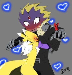 Rating: Safe Score: 0 Tags: abs alpha_channel anthro armwear bandai_namco beelzemon blush bodily_fluids bridal_gauntlets canid canine chest_tuft clothed clothing digimon digimon_(species) duo e621 eyes_closed female fur gloves handwear heart_symbol hug jacket male mammal mostly_nude open_mouth red_eyes renamon sweat sweatdrop takao-hikari topwear tuft white_body white_fur yellow_body yellow_fur User: bunchy7s