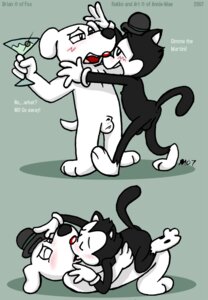 Rating: Explicit Score: 0 Tags: 2007 alcohol animal_genitalia annie-mae anthro anus balls base_two_layout beverage black_body black_fur blush brian_griffin canid canine canis clothing comic dialogue domestic_cat domestic_dog drunk duo e621 english_text eyes_closed family_guy felid feline felis flaccid fleischer_style_toon fur genitals hat hat_only headgear headgear_only headwear headwear_only holding_glass holding_object kissing lying male male/male mammal mostly_nude nude on_back penis sheath standing substance_intoxication tail text toony two_panel_image two_row_layout white_body white_fur young young_anthro User: bunchy7s