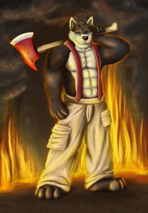 Rating: Safe Score: 0 Tags: abs anthro athletic axe barefoot biceps big_muscles biped black_body black_fur black_hair black_nose blue_eyes bottomwear braces_(clothing) canid canine canis cargo_pants clothed clothing digital_media_(artwork) e621 feet fire fire_axe firefighter flamedramonuk front_view full-length_portrait fur grey_body grey_fur grin hair hatchet looking_at_viewer male mammal melee_weapon muscular muscular_anthro muscular_male pants pecs portrait pose smile smoke solo standing suspenders topless turnout_gear uniform weapon wolf User: bunchy7s Rating: Safe Score: 0 Tags: abs anthro athletic axe barefoot biceps big_muscles biped black_body black_fur black_hair black_nose blue_eyes bottomwear braces_(clothing) canid canine canis cargo_pants clothed clothing digital_media_(artwork) e621 feet fire fire_axe firefighter flamedramonuk front_view full-length_portrait fur grey_body grey_fur grin hair hatchet looking_at_viewer male mammal melee_weapon muscular muscular_anthro muscular_male pants pecs portrait pose smile smoke solo standing suspenders topless turnout_gear uniform weapon wolf User: bunchy7s