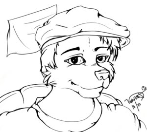 Rating: Safe Score: 0 Tags: 2013 anthro black_and_white canid canine clothed clothing e621 flat_cap front_view fur hair hat headgear headshot_portrait headwear line_art looking_at_viewer low_res male mammal monochrome portrait shirt short_hair simple_background solo topwear voshiket white_background User: bunchy7s