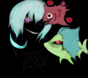 Rating: Safe Score: 0 Tags: anthro aquatic black_background blue_hair blush digital_media_(artwork) e621 feral fish group hair kollow low_res male simple_background User: bunchy7s