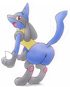 Rating: Questionable Score: 0 Tags: 4:5 ambiguous_gender anthro blue_body blue_fur butt canid canine e621 feet fur generation_4_pokemon hindpaw iro_luca looking_at_viewer looking_back lucario mammal meme nintendo open_mouth pawpads paws pokemon pokemon_(species) presenting presenting_hindquarters raised_tail red_eyes simple_background smile solo spikes tail teasing white_background User: bunchy7s