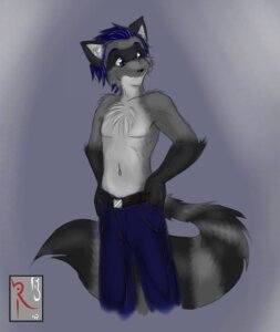 Rating: Questionable Score: 0 Tags: anthro biped blue_hair bottomwear chest_tuft clothed clothing conditional_dnp denim denim_bottomwear denim_clothing digital_media_(artwork) e621 fluff-kevlar fur hair jeans male mammal pants procyonid raccoon short_hair solo standing tail topless tuft User: bunchy7s