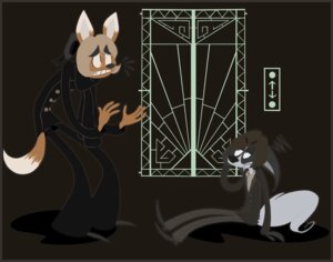 Rating: Safe Score: 0 Tags: abstract_art annoyed anthro border brown_body brown_eyes brown_fur brown_hair canid canine clothing duo e621 elevator fox fur hair hat headgear headwear hi_res male mammal oops orange_border orange_eyes sitting tail thelemonpiper what User: bunchy7s