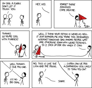 Rating: Safe Score: 0 Tags: ambiguous_gender black_clothing black_hat black_headwear blockage_(layout) cc-by-nc clothing comic creative_commons cueball_(xkcd) dialogue e621 english_text four_frame_grid fursecution grandfathered_content group hat headgear headwear hopeful horizontal_blockage human human_only kite license_info mammal megan_(xkcd) not_furry omg profanity randall_munroe seven_frame_image species_in_dialogue stick_figure tail text the_truth xkcd User: bunchy7s