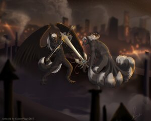 Rating: Questionable Score: 0 Tags: 2010 absurd_res angry battle black_body black_fur canid canine city demon digital_media_(artwork) drakowolf duo e621 feathered_wings feathers fight fire fluffy fluffy_tail front_view fur gannypiggy glowing glowing_eyes hi_res holding_melee_weapon holding_object holding_sword holding_weapon knight male mammal melee_weapon multi_tail outside side_view smoke sword tail tamati warrior weapon wings zachthereaper User: bunchy7s