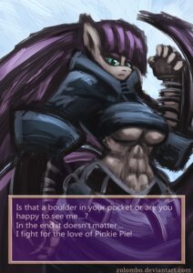 Rating: Questionable Score: 0 Tags: 2014 abs anthro anthrofied armor belt biped blade blue_eyes breasts clothing dialogue e621 earth_pony english_text equid equine eyeshadow female friendship_is_magic hair hasbro hi_res horse looking_down makeup mammal maud_pie_(mlp) my_little_pony pony purple_hair solo standing text under_boob url zolombo User: bunchy7s Rating: Questionable Score: 0 Tags: 2014 abs anthro anthrofied armor belt biped blade blue_eyes breasts clothing dialogue e621 earth_pony english_text equid equine eyeshadow female friendship_is_magic hair hasbro hi_res horse looking_down makeup mammal maud_pie_(mlp) my_little_pony pony purple_hair solo standing text under_boob url zolombo User: bunchy7s
