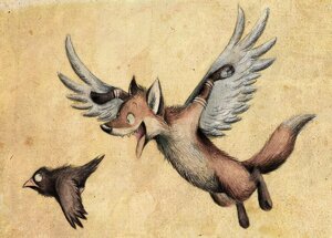 Rating: Safe Score: 0 Tags: 2010 ambiguous_gender avian bird canid canine duo e621 feathered_wings feathers feral flying fox mammal skia tail wings User: bunchy7s
