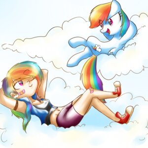 Rating: Safe Score: 0 Tags: 1:1 alternate_species armband bandage blue_body blue_feathers blue_fur bottomwear breasts clothed clothing cloud crossed_legs cutie_mark duo e621 equid equine feathered_wings feathers female feral footwear friendship_is_magic fur hair hasbro horse human humanized long_hair lying mammal mostachiosponch multicolored_hair multicolored_tail my_little_pony mythological_creature mythological_equine mythology navel on_back one_eye_closed open_mouth outside pegasus pony purple_eyes rainbow_dash_(mlp) rainbow_hair rainbow_tail shoes shorts sky smile tail wings wink User: bunchy7s