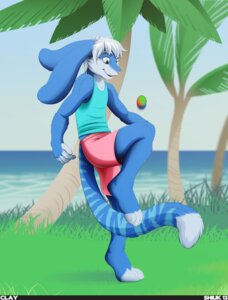 Rating: Safe Score: 0 Tags: 2013 absurd_res anthro ball blue_body blue_eyes blue_fur clothing e621 felid fur grass hackysack hair hi_res hybrid lagomorph leporid male mammal palm_tree pantherine plant rabbit sea shirt shiuk solo tank_top tiger topwear tree water white_hair User: bunchy7s