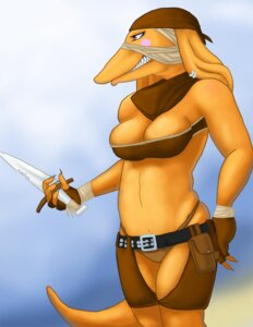 Rating: Questionable Score: 0 Tags: 9go anthro bangaa belt breasts cleavage clothed clothing dagger e621 female final_fantasy holding_object holding_weapon melee_weapon midriff navel skimpy solo square_enix tail weapon User: bunchy7s