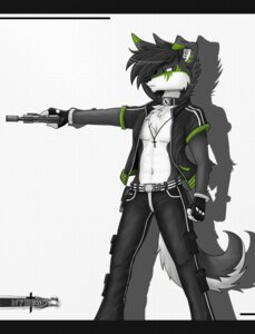 Rating: Safe Score: 0 Tags: 2012 belt bottomwear chest_tuft clothed clothing collar e621 fur green_eyes gun hi_res jacket jewelry male necklace nyrumx nyrumx_(character) pants ranged_weapon shirt simple_background solo topwear tuft weapon white_background User: bunchy7s