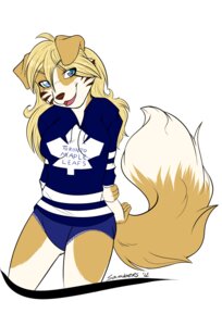 Rating: Safe Score: 0 Tags: 2012 anthro blonde_hair blue_eyes border_collie bottomless breasts canid canine canis clothed clothing collie dipstick_tail domestic_dog e621 female hair happy herding_dog hi_res hockey hockey_jersey mammal markings nhl panties pastoral_dog sambers sambers_(character) sheepdog simple_background solo sport tail tail_markings toronto_maple_leafs underwear white_background User: bunchy7s