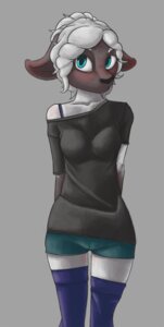 Rating: Safe Score: 0 Tags: 2013 angela_rhodes anthro biped blue_eyes bovid breasts caprine clothed clothing domestic_sheep e621 female hair hi_res mammal schitzofox sheep simple_background solo standing thigh_gap wide_hips User: bunchy7s