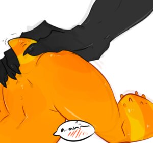 Rating: Questionable Score: 0 Tags: ambiguous_gender anthro ass_up black_body black_claws black_skin blush booou bumps claws dialogue duo e621 english_text glistening low_res markings orange_body orange_markings orange_skin ring_(marking) ringed_tail rubbing short_tail simple_background size_difference striped_markings striped_tail stripes tail tail_markings text white_background User: bunchy7s