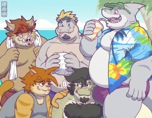 Rating: Questionable Score: 0 Tags: 2011 anime_nosebleed anthro aquatic beach beatou belly biceps black_hair blonde_hair blood blush bodily_fluids brown_hair bulge butch_wanikami clothed clothing cloud common_hippopotamus crocodile crocodilian detailed_background domestic_cat dunn dyers e621 eyebrow_piercing eyebrow_ring facial_hair facial_piercing felid feline felis fish goatee grin group hair hairy hippopotamid krokodyle male male/male mammal muscular nosebleed ollie_baysch outside overweight overweight_male piercing red_hair reptile ring_piercing rubbing sand scalie seaside shark shirt skimpy sky smile speedo sport story story_in_description suid suine sus_(pig) swimwear tank_top thong topless topwear towel towel_around_neck underwear volleyball wanikami wild_boar User: bunchy7s