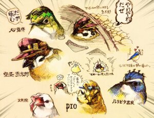 Rating: Safe Score: 0 Tags: 2sakae5 ambiguous_gender avian bird chat_(bird) clothing dialogue diamond_is_unbreakable dio_brando e621 english_text eurasian_tree_sparrow feral feralized finch group hair hat headgear headwear heart_symbol himalayan_bluetail japanese_text japanese_white-eye java_sparrow jojo's_bizarre_adventure jotaro's_hat jotaro_kujo manhole manhole_cover meme noriaki_kakyoin old_world_flycatcher oscine parody passerine rohan_kishibe saxicoline simple_background sparrow speech_bubble stardust_crusaders text translated warbling_white-eye what white-eye white_background yare_yare_daze yoshikage_kira zosteropid User: bunchy7s