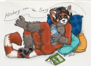 Rating: Explicit Score: 0 Tags: ailurid anthro book e621 eyewear feet female geek glasses hindpaw kwik_(artist) mammal nazi nude occultism paws red_panda solo studying tail User: bunchy7s
